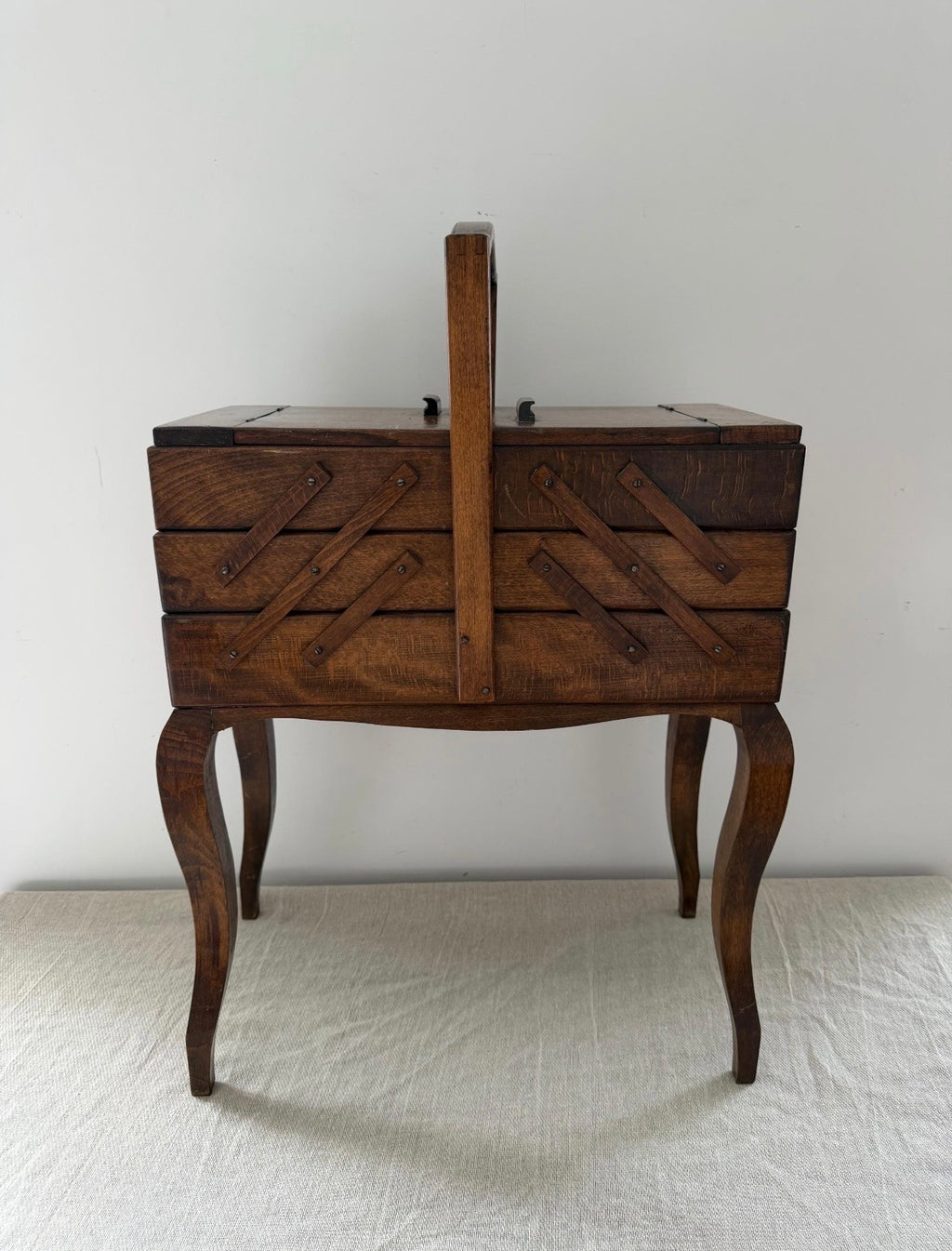 Vintage French Oak Sewing Box