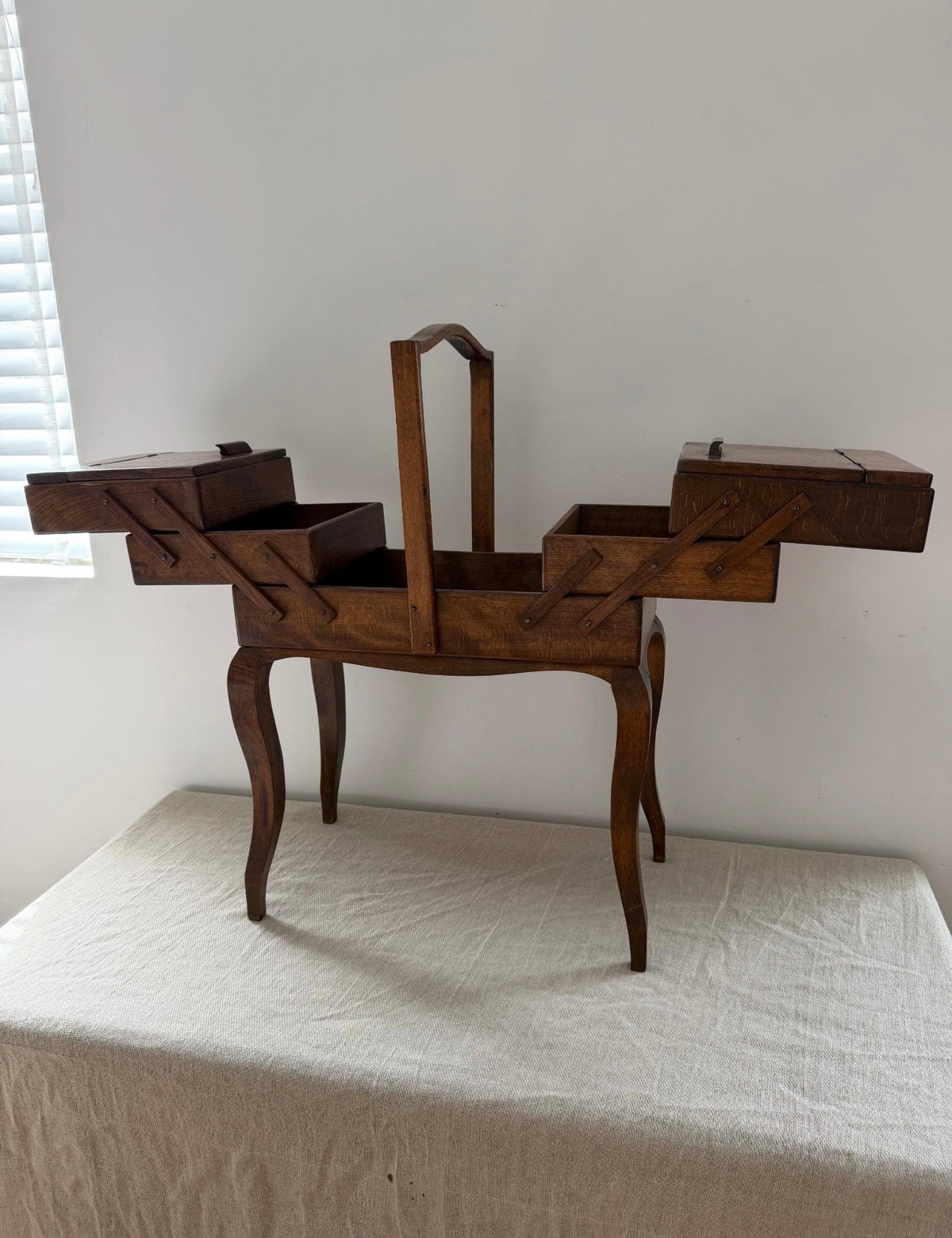 Vintage French Oak Sewing Box