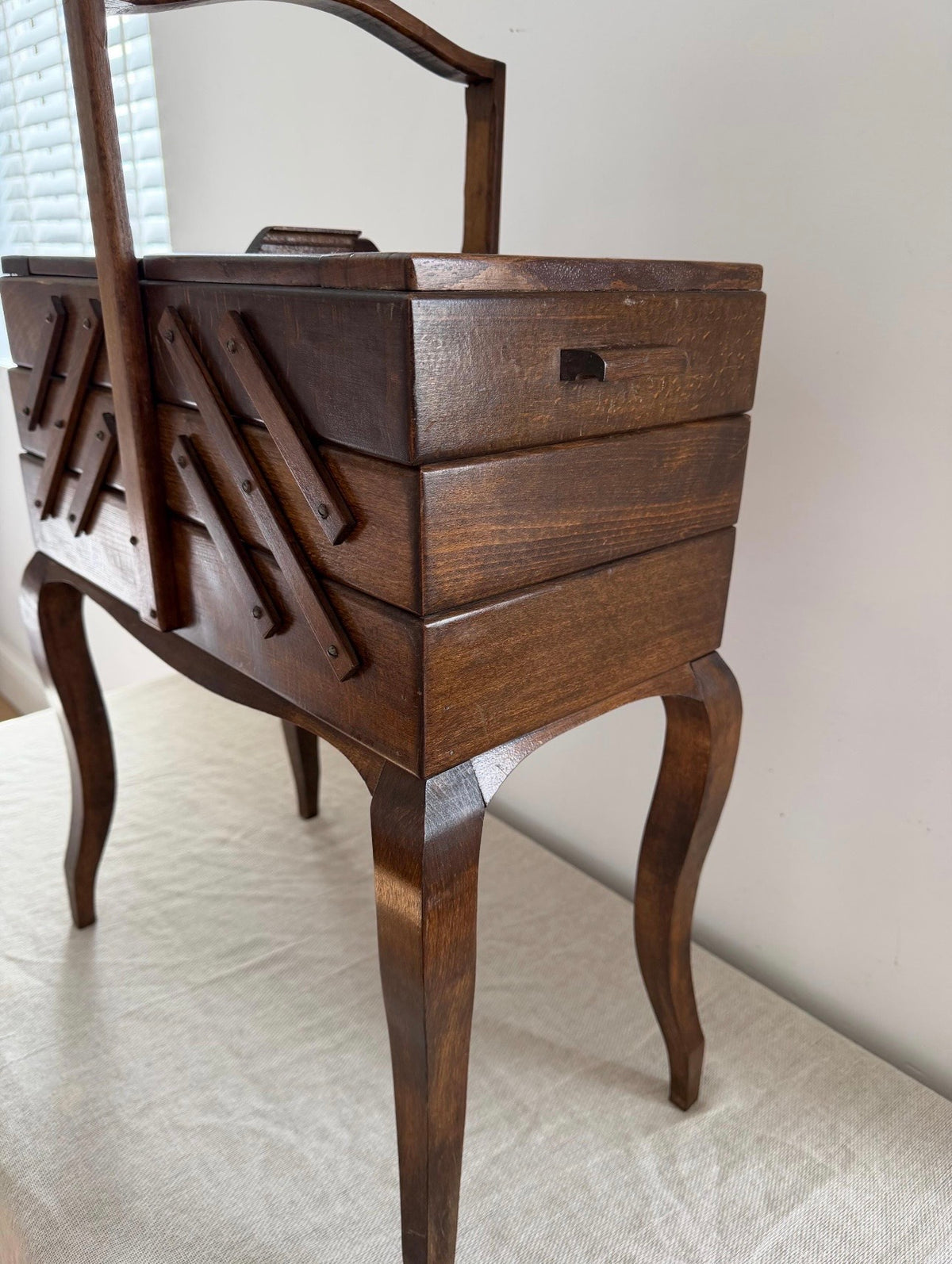 Vintage French Oak Sewing Box