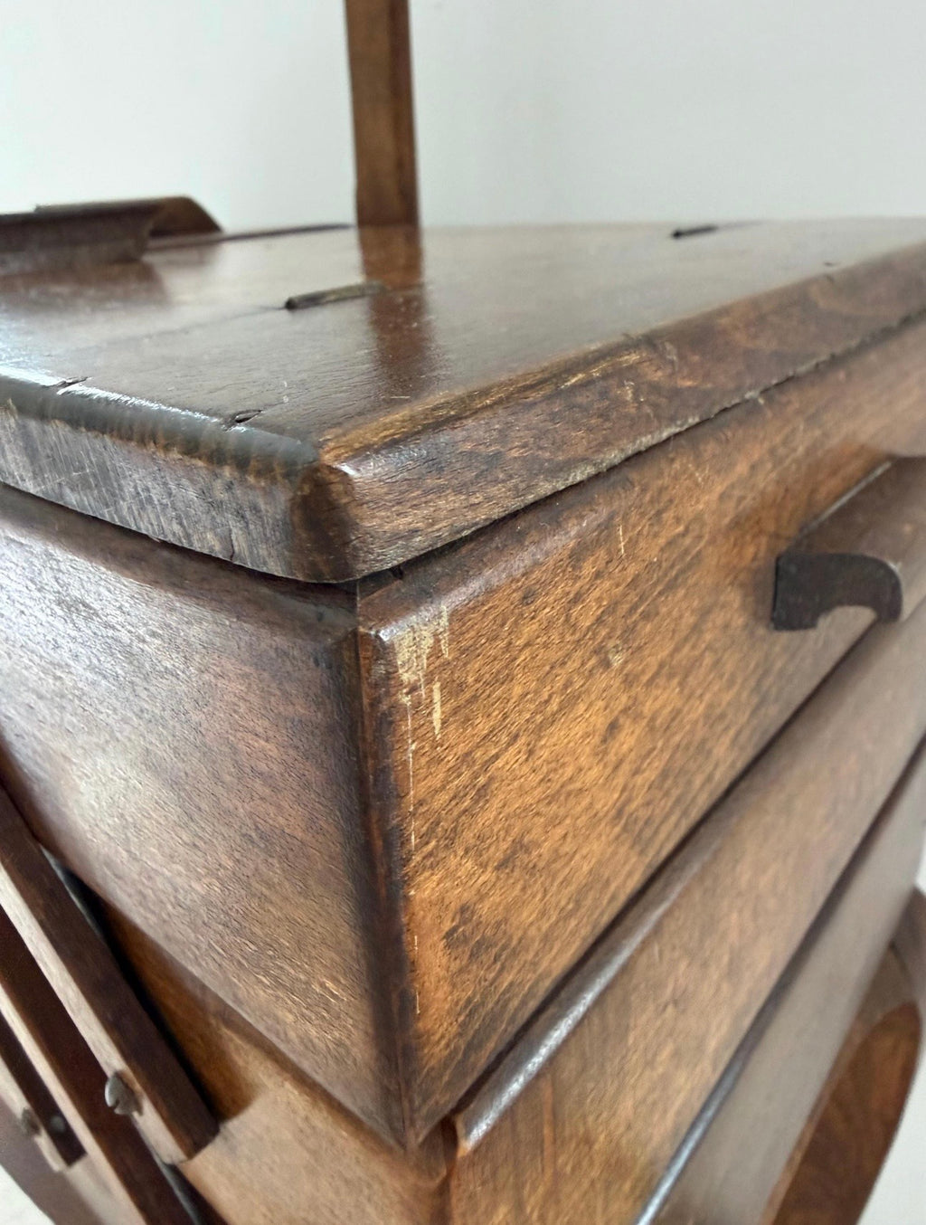 Vintage French Oak Sewing Box