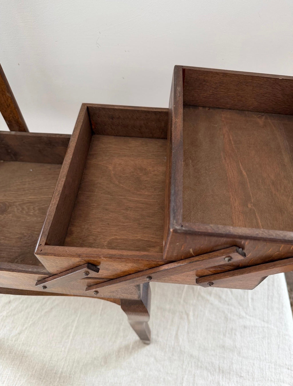 Vintage French Oak Sewing Box