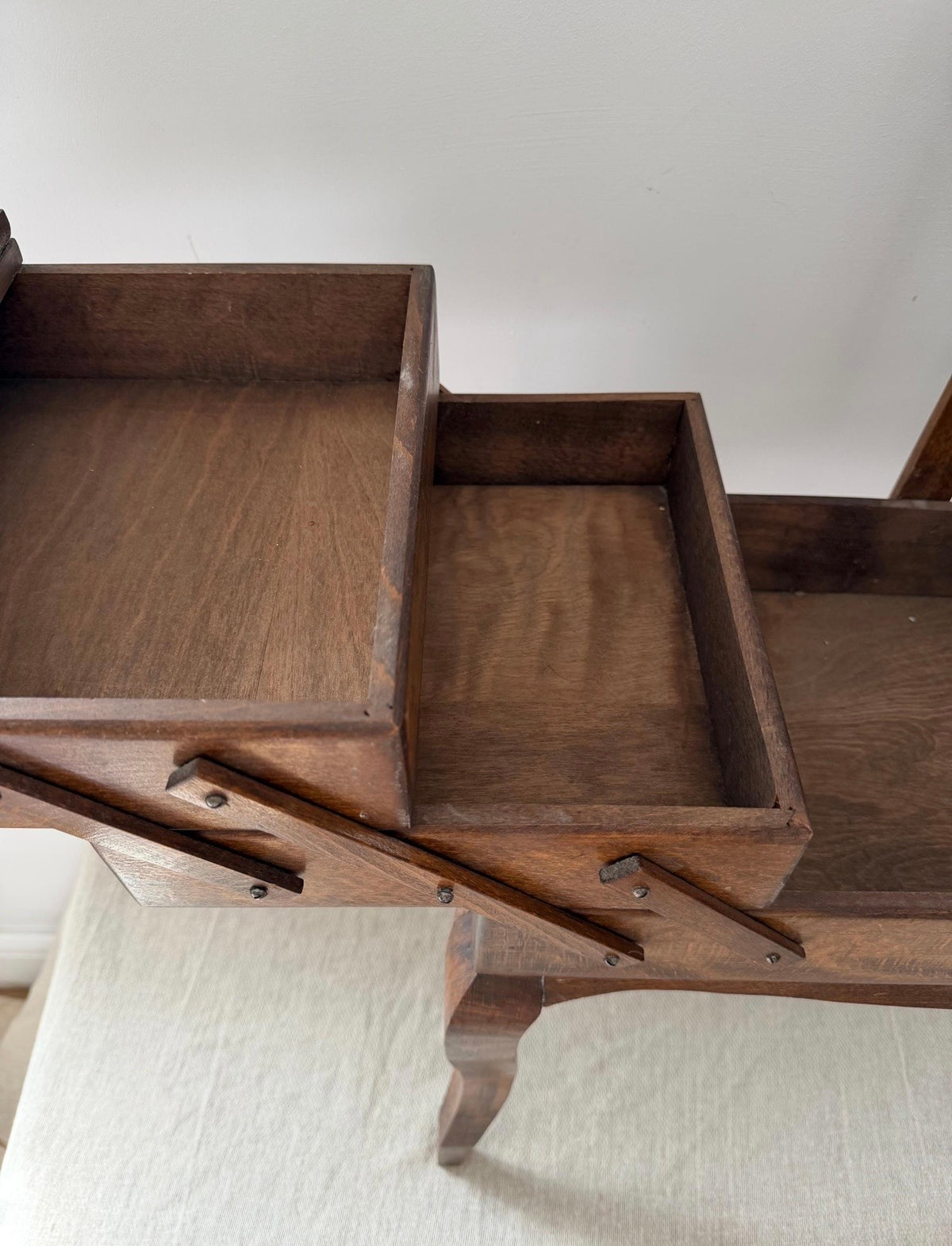 Vintage French Oak Sewing Box