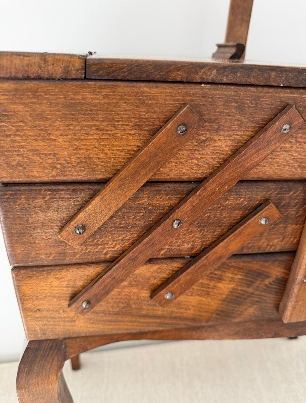 Vintage French Oak Sewing Box