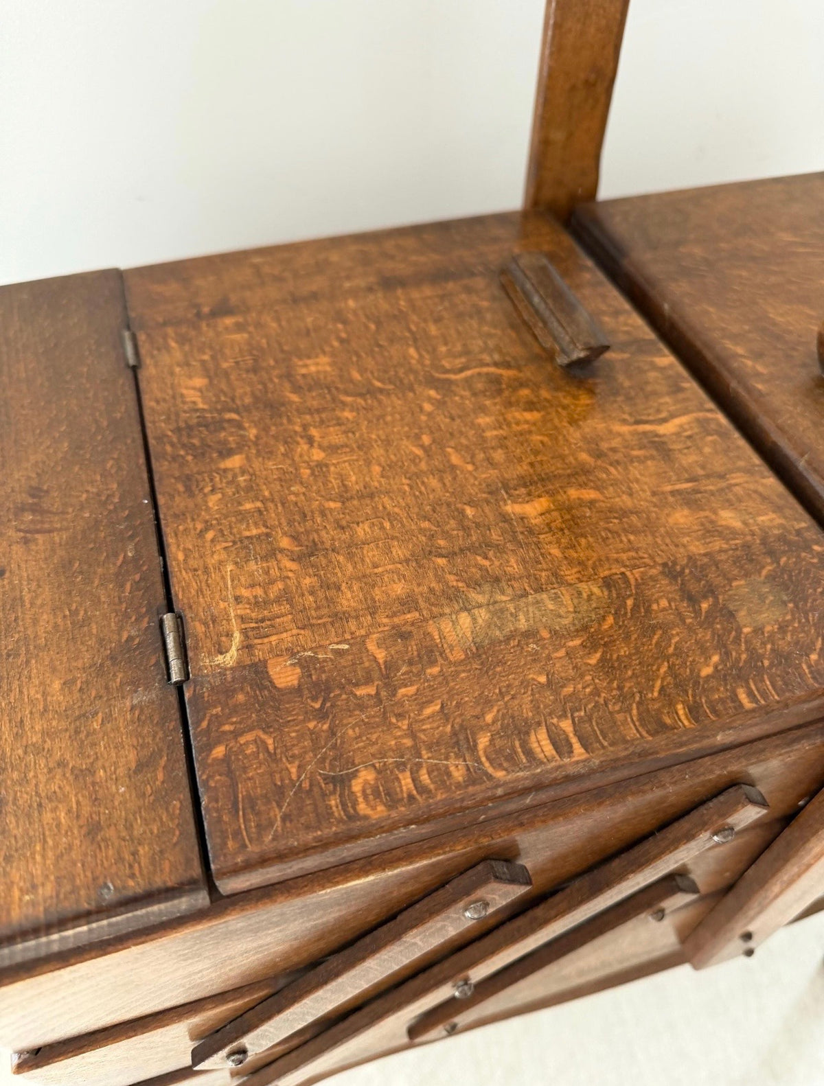 Vintage French Oak Sewing Box