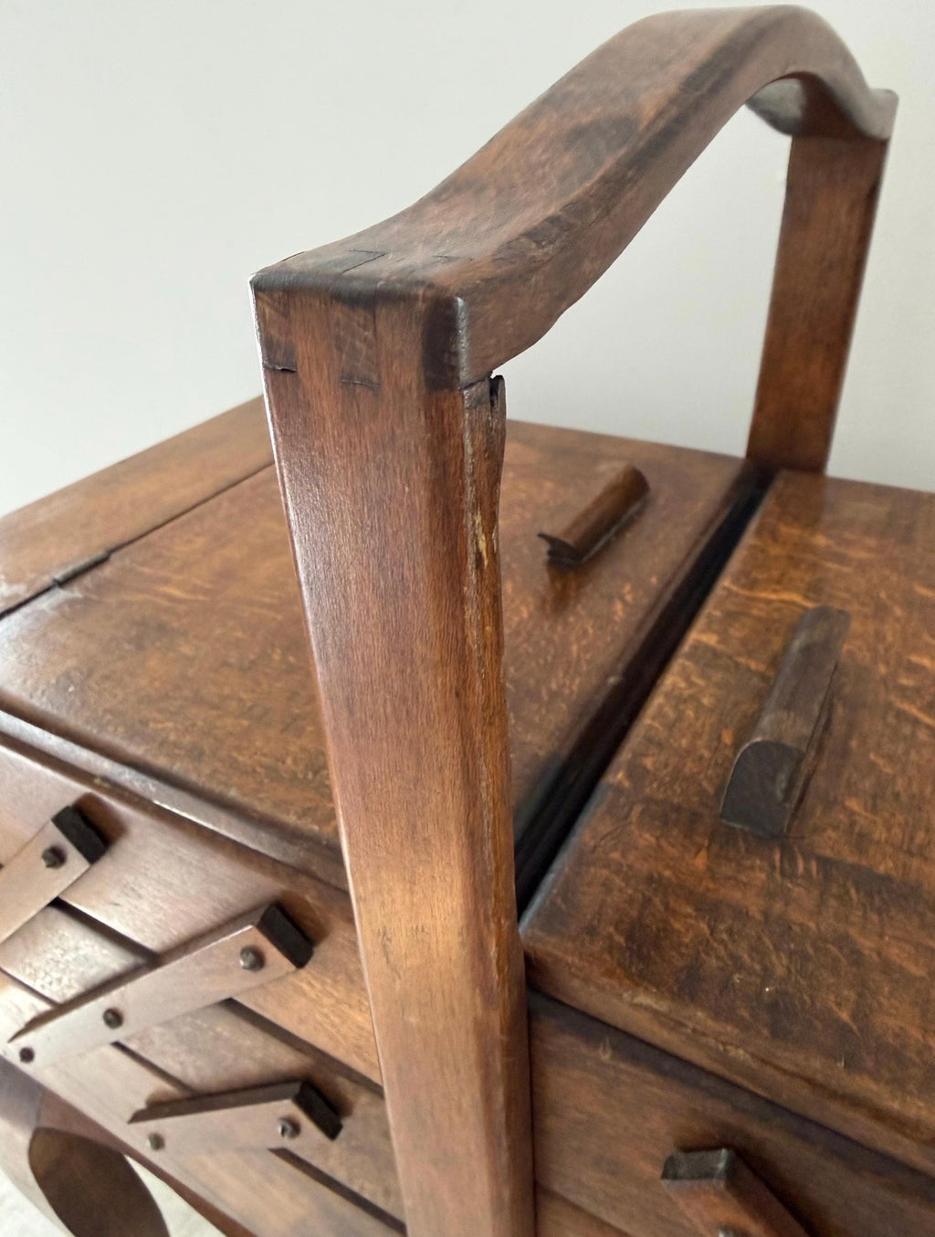 Vintage French Oak Sewing Box