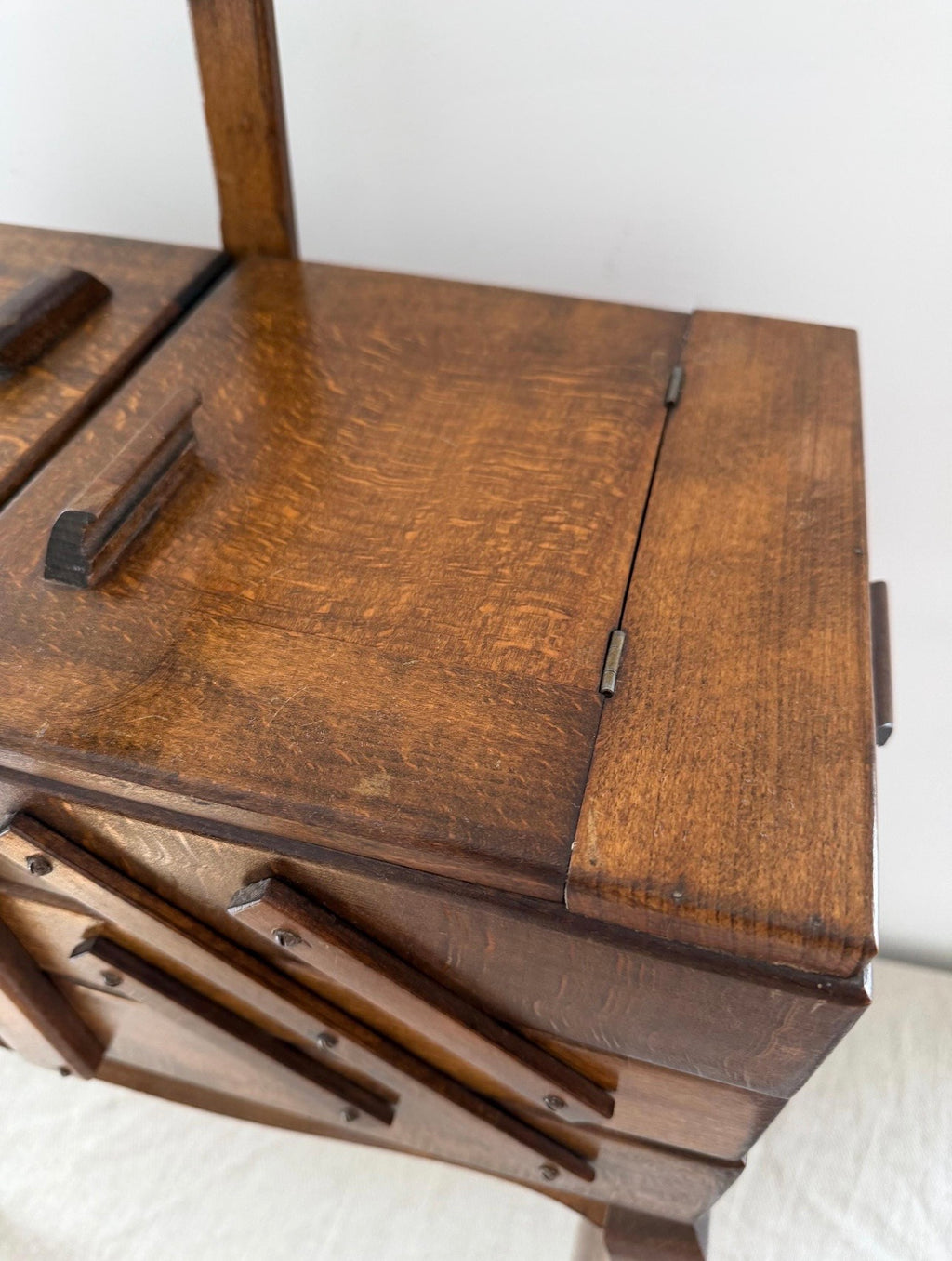 Vintage French Oak Sewing Box