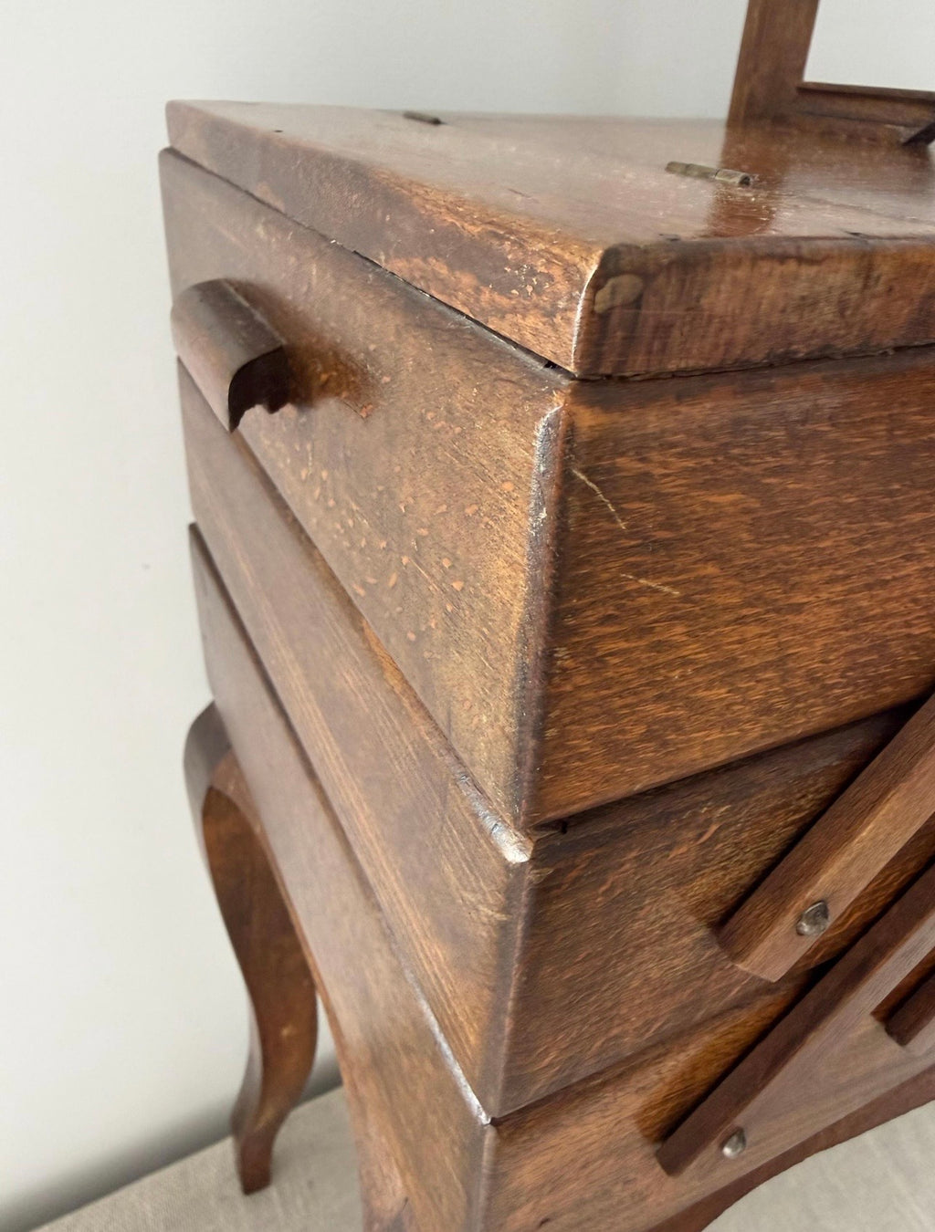 Vintage French Oak Sewing Box