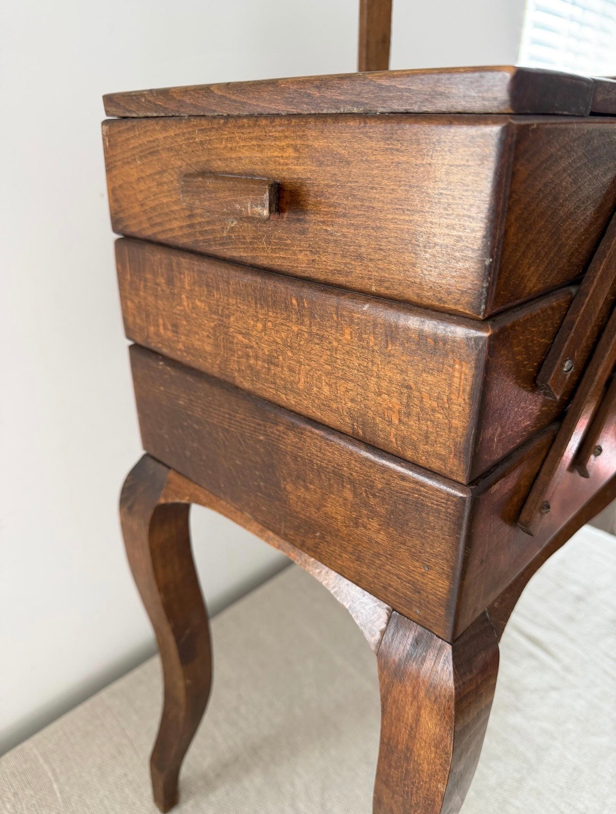 Vintage French Oak Sewing Box